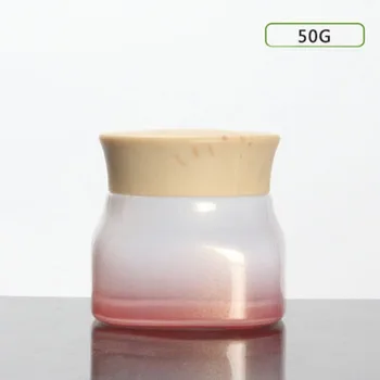 Бутылка розового стекла квадратной формы 50 г для ночного дневного крема/маски/сыворотки для глаз/эссенции/увлажняющего крема/воска для волос косметическая упаковка для ухода за кожей Изображение