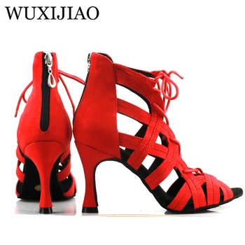 WUXIJIAO/ Блестящие туфли Для Латиноамериканских танцев; Женские туфли для бальных танцев; Обувь для вальса с Жемчугом На высоком Каблуке 9 см; Лидер продаж; Изображение