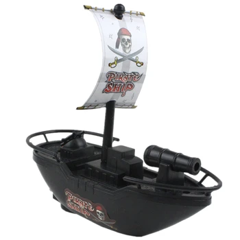 17 см Электрическая Пиратская Лодка Игрушечная Пластиковая модель военного корабля Подарок Мальчику На День Рождения Детская ванна для купания на открытом воздухе Развивающие игрушки Изображение