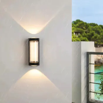 Современный минималистичный наружный водонепроницаемый настенный светильник IP66, креативное трехстороннее светящееся индивидуальное украшение, скандинавская лампа класса люкс для дома Изображение