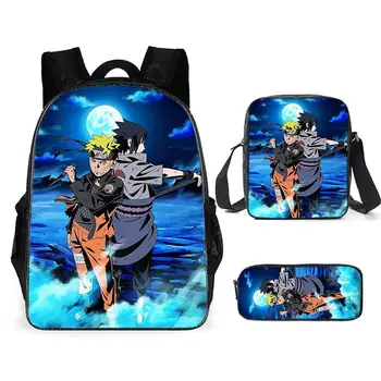 NARUTO Детский рюкзак для начальной и средней школы Naruto, Школьный рюкзак для мальчиков и девочек, облегчающий плечи на молнии Изображение