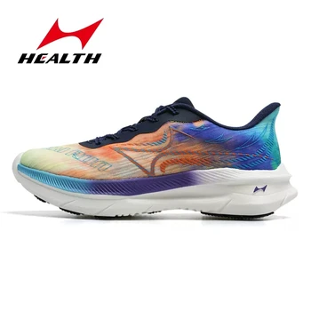 Здоровые Мужчины, Профессиональная марафонская обувь из нейлона и углеродного волокна, Дышащие Ультралегкие Кроссовки для бега на километр по легкой атлетике Изображение
