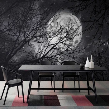 Изготовленный На заказ Любого Размера 3D Черные Ветви дерева Ночная Луна 3D Фотообои Обои Спальня Гостиная Диван Фон Стены Изображение