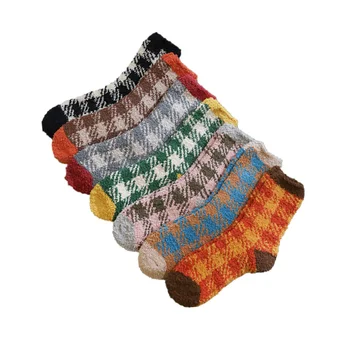 7 пар утолщенных носков на щиколотках из кораллового флиса Теплые толстые носки для пола Пушистые носки для сна Изображение
