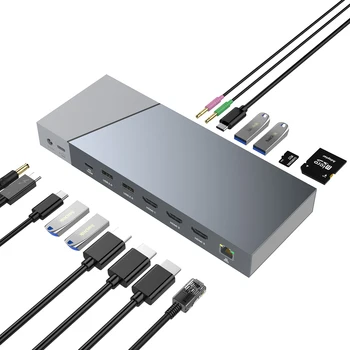 2022 новый дизайн 16 в 1 многофункциональный usb c rj45 4k 30HZ gen2 10 Гбит/с usb-c концентратор HDMI док-станция displaylink Изображение