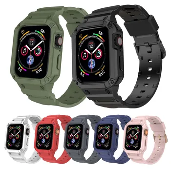 Силиконовый ремешок для Apple Watch Case 45 мм 44 мм 41 мм 40 мм Ремешок для Apple Watch Series 7 6 5 4 SE 3 Защитный Чехол Браслет из ТПУ Изображение