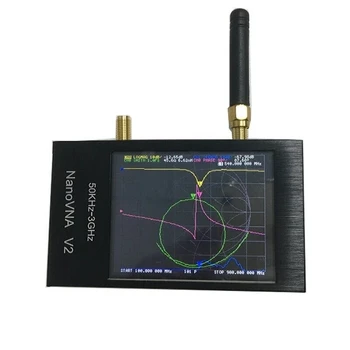 NanoVNA V2 50 кГц-3 ГГц Векторный сетевой анализатор Антенный анализатор VNA HF VHF UHF + Al крышка корпуса + ЖК-дисплей + адаптер Изображение