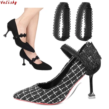 1 пара женских кружевных туфель на высоком каблуке, комплект Шнурков, Свободные противоскользящие Аксессуары для обуви оптом Изображение