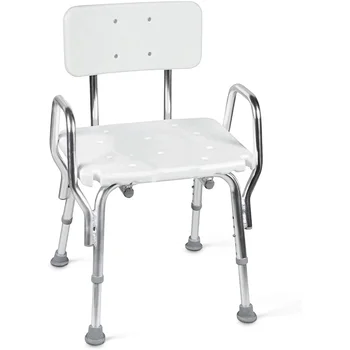 Кресло для ванны и душа со съемной спинкой, регулируемым сиденьем и подлокотниками, белое от Duro-Med Изображение