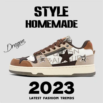 Новые женские и мужские кроссовки Star, Модная прогулочная обувь, Элегантная Дышащая повседневная обувь для скейтбординга на шнуровке для мужчин Изображение