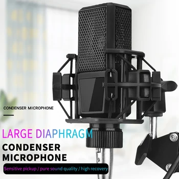 Профессиональный микрофон с большой диафрагмой, Компьютерный Конденсаторный микрофон студийного класса, подходящий для прямой трансляции игр на YouTube Изображение