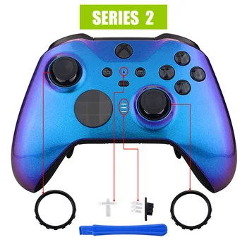 Комплект для замены передней панели корпуса eXtremeRate Chameleon Фиолетово-синего цвета с глянцевой лицевой панелью для контроллера Xbox One Elite Series 2 Изображение