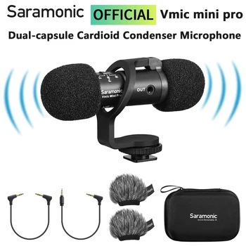 Saramonic Vmic mini Pro Двухкапсульный Кардиоидный Дробовик с Микрофоном для Цифровых Зеркальных камер iPhone Android, Смартфонов, Видеоблог в прямом эфире Изображение