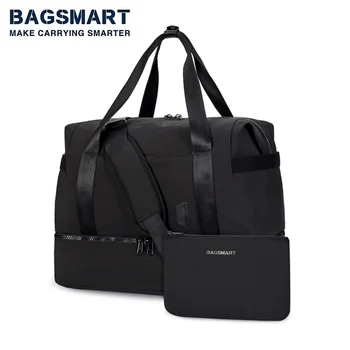 BAGSMART, 2 предмета, 37-литровая дорожная спортивная сумка с отделением для обуви и косметичкой для путешествий, спортивная сумка, ночная больничная сумка для родов Изображение