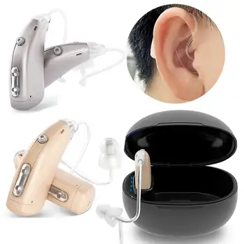 Невидимые слуховые аппараты С зарядным чехлом Зарядный Слуховой аппарат USB-Усилители звука Для слуховых аппаратов BTE Для компенсации потери слуха Изображение