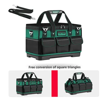 Большая многофункциональная сумка для инструментов, Органайзер, сумка для тяжелых инструментов, Водонепроницаемая сумка для хранения инструментов с несколькими карманами Изображение