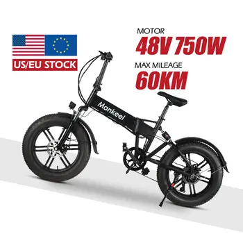MK011 48V 750W 10Ah, Склад в США, электровелосипед, Гибридный велосипед, Складная толстая шина, Электрический горный велосипед для взрослых Изображение