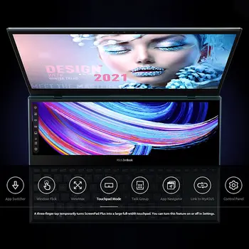Лидер ПРОДАЖ для ноутбука ZenBook Pro Duo 15 OLED UX582, 15,6-дюймовый сенсорный OLED UHD дисплей, Intel Core i9-11900H, 32 ГБ оперативной памяти, 1 ТБ С Изображение