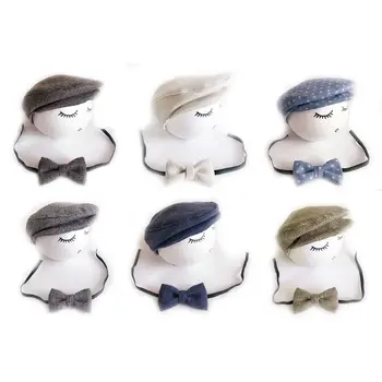 Реквизит для фотосъемки новорожденных, джентльменский набор для маленьких мальчиков, шляпа Гэтсби, галстук-бабочка, шляпа Изображение