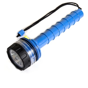 Подводный водонепроницаемый светодиодный фонарь для дайвинга, аварийный фонарь, профессиональный мощный фонарик, синий Изображение