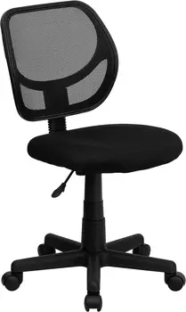 Офисное кресло с низкой спинкой из черной сетки, поворотное, с изогнутой квадратной спинкой Изображение