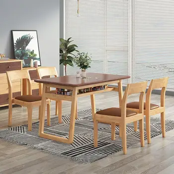 Современный Прямоугольный Кухонный стол Со стульями Для Дешевого домашнего хозяйства Минималистичный журнальный столик для гостиной Мебель для столовой Изображение