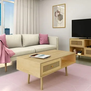 Журнальный столик из ротанга в стиле лофт и Лув Кода, натуральная мебель для гостиной Изображение