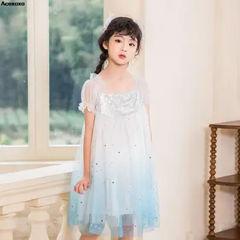 Абсолютно новое детское газовое платье принцессы в стиле пэчворк 2023 года Изображение