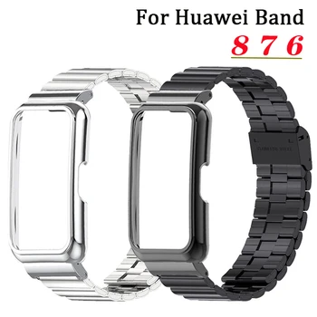 Защитный чехол с металлическим ремешком Для Huawei Band 8 7 6 Pro, ремешок для часов, браслеты для Honor Band 7 6, Защитный чехол, бампер Изображение