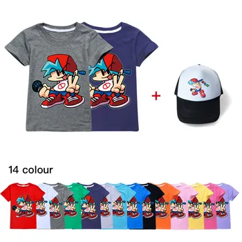 Детская футболка Funkin Game в пятницу вечером, шляпа для мальчиков, летняя одежда, Футболки для девочек, Рубашка с короткими рукавами для маленьких мальчиков, детская футболка Изображение