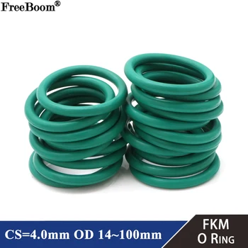 10шт Уплотнительное кольцо FKM CS 4,0 мм OD 14 ~ 100 мм Изоляционное Масло Высокая Термостойкость Фторкаучуковая Уплотнительная прокладка Зеленый Изображение