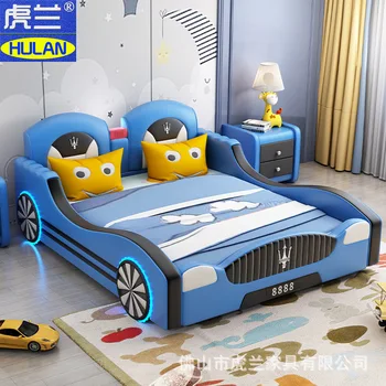 Детская мебель, моторная кровать, гоночный токарный станок, односпальная кровать для мальчиков 1,2 метра, двуспальная кровать 1,5 метра Изображение