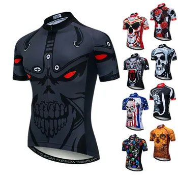 Weimostar Skull Cycling Jersey Men Pro Team Bike Jersey mtb, Велосипедная рубашка, Дышащая Велосипедная одежда, Дорожная Велосипедная одежда Изображение
