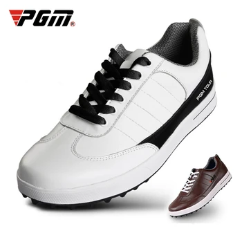 Обувь для гольфа PGM, мужская водонепроницаемая дышащая кожаная спортивная обувь для гольфа, противоскользящая обувь для спорта и отдыха, обувь для гольфа для мужчин, принадлежности для гольфа Изображение