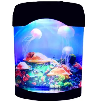 Лампа в виде медузы, светодиодный ночник для аквариума, меняющий цвет, ночники, зарядка через USB, разноцветные светильники для расслабляющего настроения Изображение