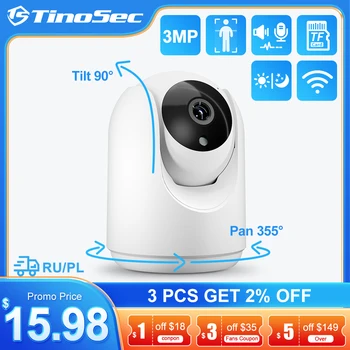 TinoSec HD 3MP Беспроводная IP-камера Радионяня для помещений, Обнаружение Человека, Автоматическое Отслеживание Двусторонней Аудиозаписи, PTZ WiFi Камера iCSee P2P Изображение