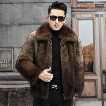 2022 Классический стиль, Осенне-зимнее Длинное Толстое Теплое Пушистое мягкое пальто из искусственного меха, Мужской Длинный рукав, Большие Размеры, Корейская мода, мужские Z53 Изображение