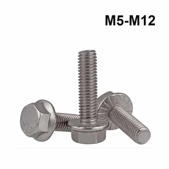 M5 M6 M8 M10 M12 A2 304 Шестигранная головка из нержавеющей Стали с Зубчатым Фланцем, Колпачковые Винты с Шестигранной Шайбой, Длина Болта 8-60 мм Изображение