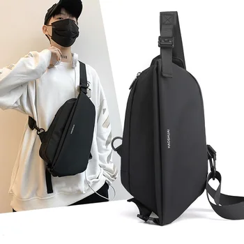Новая тенденция в мужской нагрудной сумке, модная сумка на плечо для отдыха, многофункциональная водонепроницаемая сумка Изображение