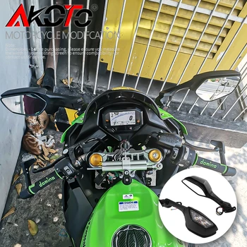 Боковые Зеркала Заднего вида Мотоцикла со светодиодной Подсветкой Указателя поворота Для Kawasaki ZX-4RR ZX4RR ZX4R ZX25R ZX-25R ZX 25R 4R 2023 Изображение