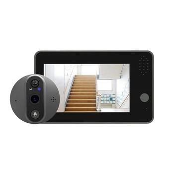 Tuya Smart 1080P Wifi Дверной звонок Глазок для просмотра камеры Пластик + металл Tuya Smart Дверной звонок 4,3 Дюйма FHD Видеодомофон Изображение