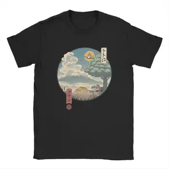 Японская культура Укие, мой сосед Тоторо, мужская футболка, аниме, винтажные футболки, футболки с коротким рукавом и круглым вырезом, хлопковые топы с принтом Изображение