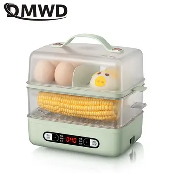 DMWD Бытовая Яйцеварка, Двухслойный таймер для приготовления яиц на пару, Пароварка, машина для завтрака, автоматическое отключение питания Изображение