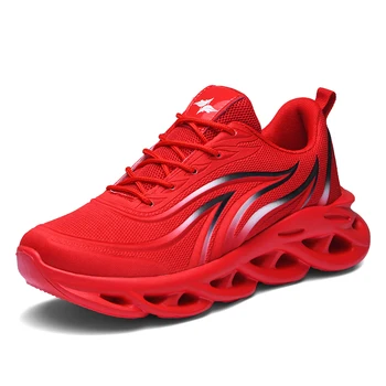 Мужская спортивная обувь из огненной сетки, дышащая спортивная обувь, Удобные уличные кроссовки для бега, мужская мода, подходящие большие размеры 39-46 Изображение