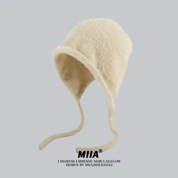 2022 Новая модная зимняя шапка для женщин и мужчин, шапочки-бини, теплая однотонная шапка в стиле балаклавы с бесплатной доставкой Изображение