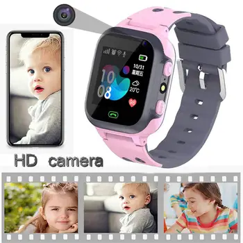 Детские умные часы, детский смартфон для звонков с легким сенсорным экраном, водонепроницаемая sim-карта Watche, Силиконовый мягкий ремешок для IOS Android Изображение