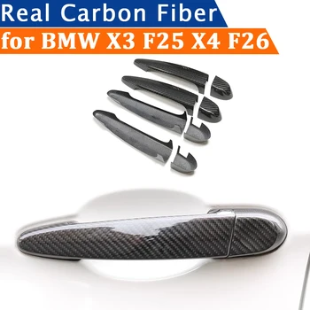 Для BMW X3 F25 2011-2017 X4 F26 2014-2018 Автомобильные Аксессуары Из Настоящего Углеродного Волокна Дверная Ручка Крышка Рамка Наклейка Внешний Обвес Изображение