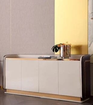 Современный простой лакированный четырехдверный шкаф для крыльца Итальянский дверной шкаф для обуви на заказ легкий роскошный обеденный боковой шкаф Изображение