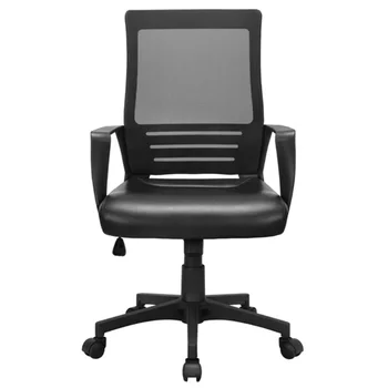 Офисное кресло Smile Mart с регулируемой средней спинкой, эргономичное сетчатое кресло с поясничной поддержкой, игровое кресло с черным сиденьем эргономичное кресло Изображение
