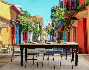 изготовленная на заказ фреска 3D фотообои европейский вид на улицу уличный замок кафе картина домашний декор обои для стен 3d гостиной Изображение